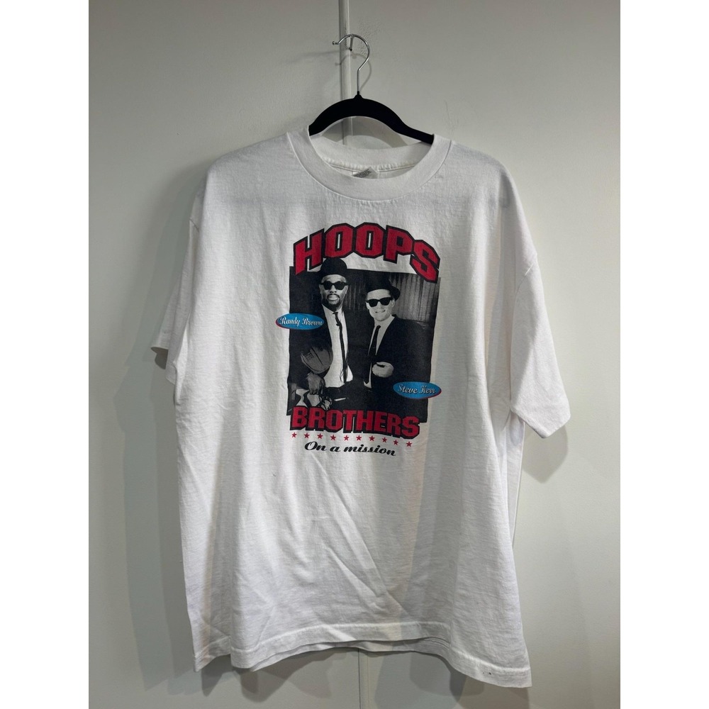 Vintage‎ Hoops Brothers Shirt Mens Large Chicago Bulls Brown Steve Kerr Tee 90s